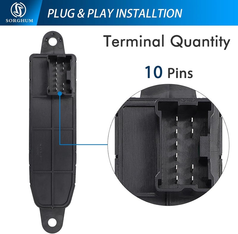 Sorghum Power Seat Switch - Front Left Driver Side Adjustment Control Compatible with 09-18 Nissan Murano 13-18 Altima 13-19 Pathfinder 16-19 Titan XD 17-19 Titan Replace# 87066-1AB0A 87016-JM00A - Image 5